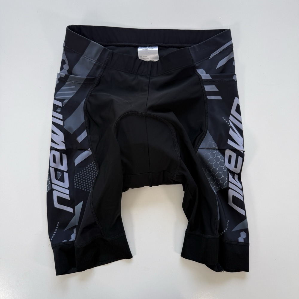 NICEWIN 8" Bike Cycling Shorts Padded Mens Large Black Gray Pockets Road MTB